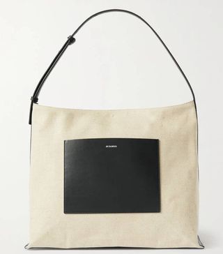 Jil Sander + Medium Leather-Trimmed Canvas Shoulder Bag