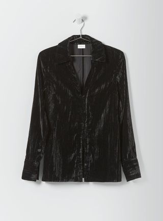 Who What Wear Collection + Kali Crushed Velvet Collared Shirt