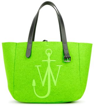 JW Anderson + Belt Lime Logo-Embroidered Felt Tote