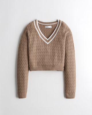 Hollister + Easy V-Neck Cable-Knit Sweater