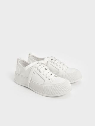 Charles & Keith + White Organic Cotton Low-Top Sneakers