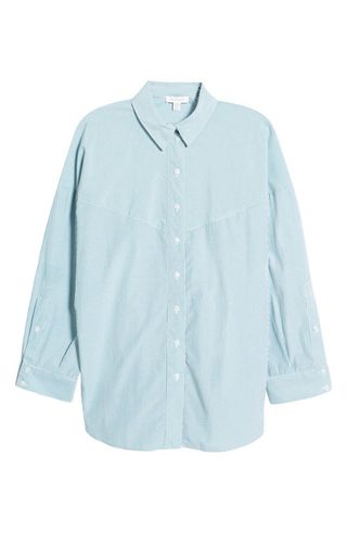 Topshop + Stripe Oversize Cotton Poplin Button-Up Shirt
