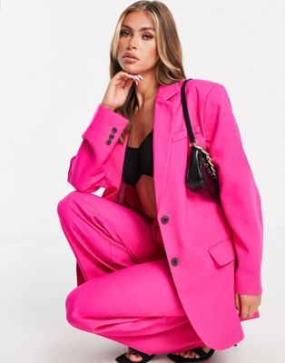 ASOS + Extreme Man Suit Blazer in Fluro Pink