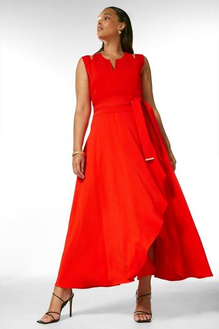 Karen Millen + Curve Compact Stretch Viscose Waterfall Dress