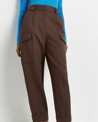 River Island + Brown Utility Tapered Trousers