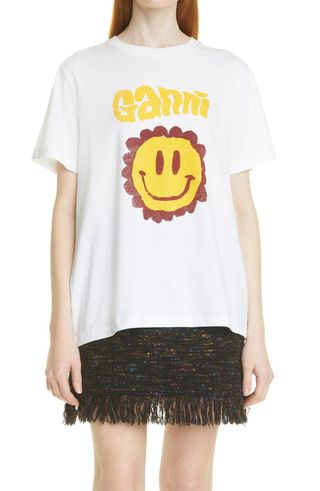 Ganni + Smiley Flower Graphic Organic Cotton Tee
