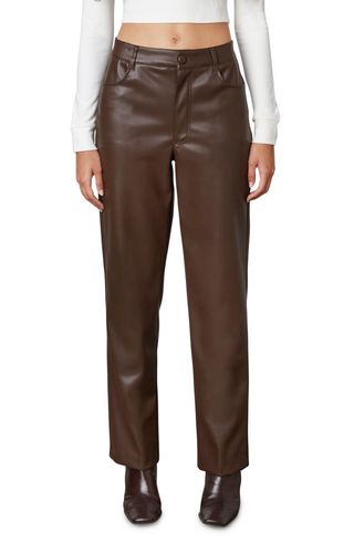 Nia + Staight Leg Faux Leather Trousers