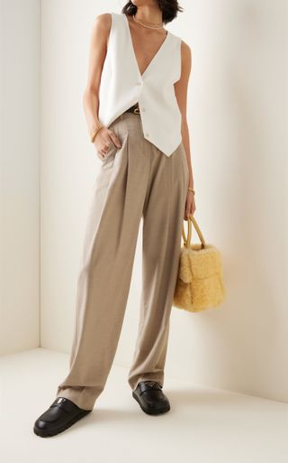 The Frankie Shop + Gelso Pleated Suiting Wide-Leg Trousers