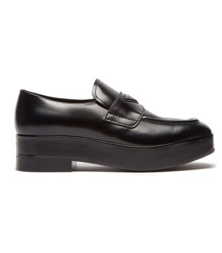 Prada + Triangle Logo-Plaque Leather Loafers