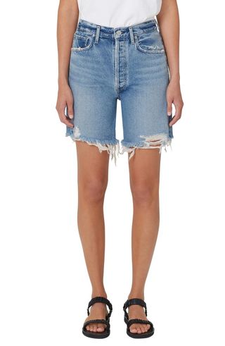 Citizens of Humanity + Camilla Frayed High Waist Mid Thigh Shorts