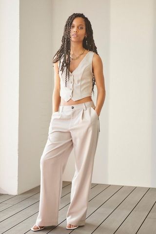 Urban Outfitters + Cally Low Slung Neutral Pinstripe Pants