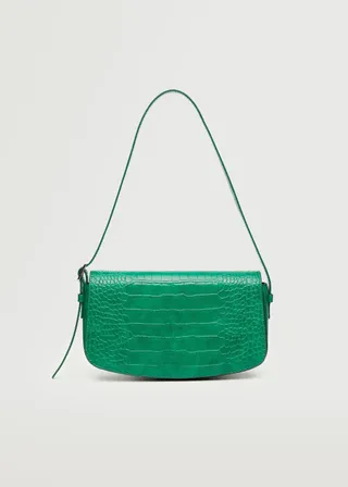 Mango + Croc-Effect Baguette Bag