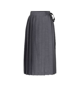 Prada + Pleated Mohair-Blend Wrap Skirt