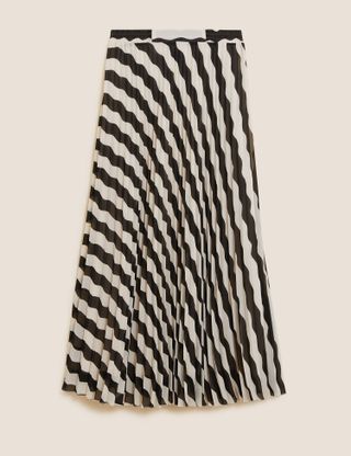 Marks and Spencer + Striped Pleated Midaxi Skirt