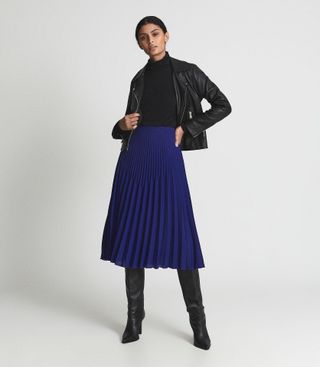 Reiss + Isadora Cobalt Blue Knife Pleat Skirt