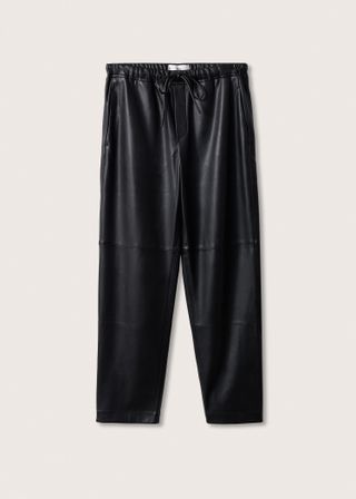 Mango + Leather-Effect Elastic Waist Trousers