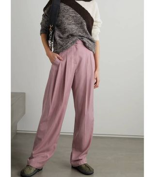 The Frankie Shop + Gelso Pleated Tencel-Blend Straight-Leg Pants