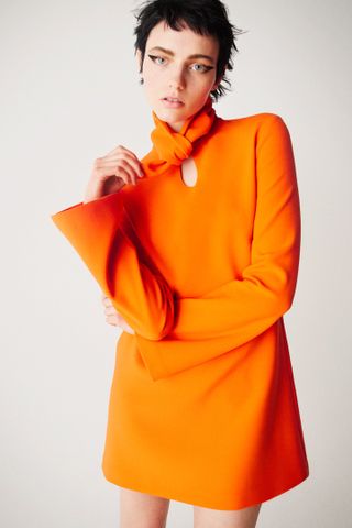 Zara + Mini Dress With Tied Bow