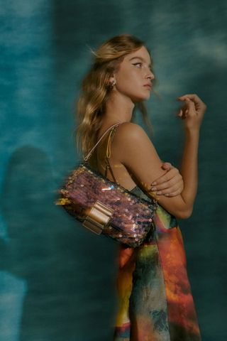 Urban Outfitters + Hannah Sequin Flap Baguette Bag