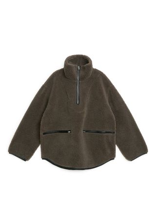 Arket + Leather Trimmed Pile Anorak