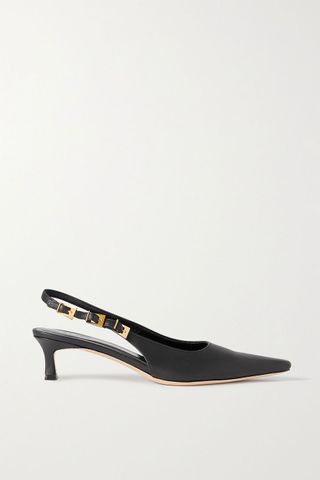BY FAR x Mimi Cuttrell + Glossed-Leather Slingback Pumps
