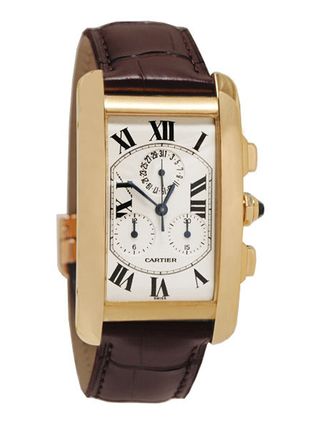 Cartier + Tank Americaine Leather Strap Watch