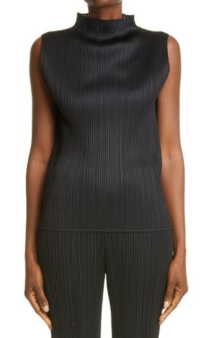 Pleats Please Issey Miyake + Pleated Funnel Neck Top