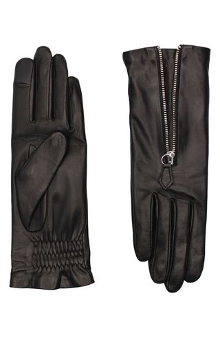Agnelle + Jane Lambskin Leather Zip Gloves