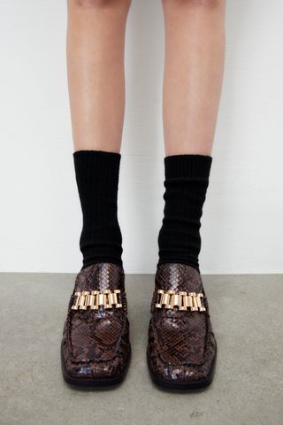 Zara + Heeled Loafers With Buckle