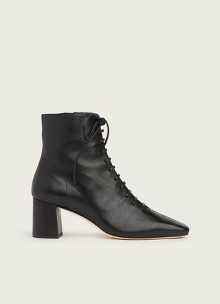 LK Bennett + Arabella Black Leather Lace-Up Ankle Boots