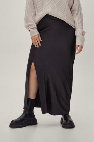 NastyGal + Plus Size Satin Maxi Slip Skirt