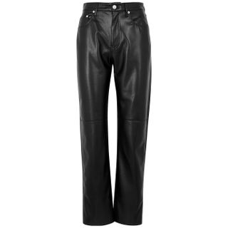 Nanushka + Vinni Black Faux Leather Trousers