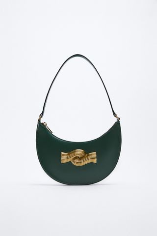 Zara + Metal Trim Shoulder Bag