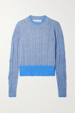 Veronica Beard + Riola Two-Tone Cable-Knit Sweater