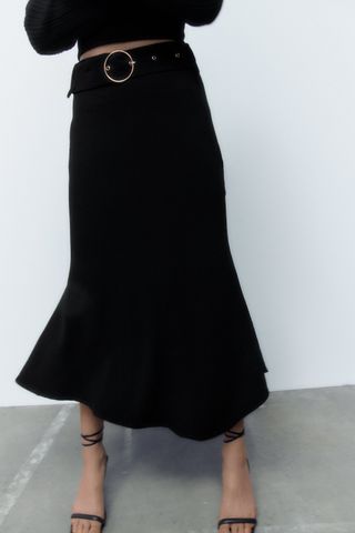 Zara + Midi Skirt With Belt