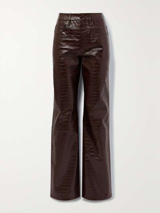 The Frankie Shop + Bonnie Croc-Effect Faux Leather Straight-Leg Pants