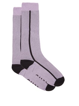 Ganni + Metallic-Blend Ribbed Socks