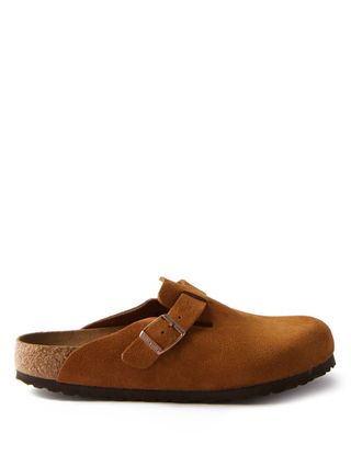 Birkenstock + Boston Buckled Suede Backless Loafers