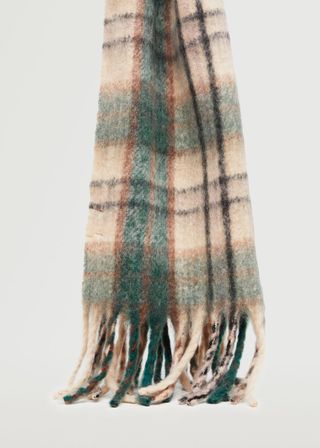 Mango + Fringed Check Scarf