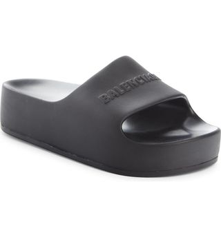 Balenciaga + Logo Platform Slide Sandals