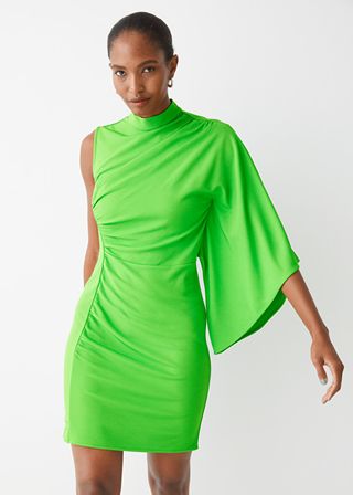 & Other Stories + Draped One-Sleeve Mini Dress