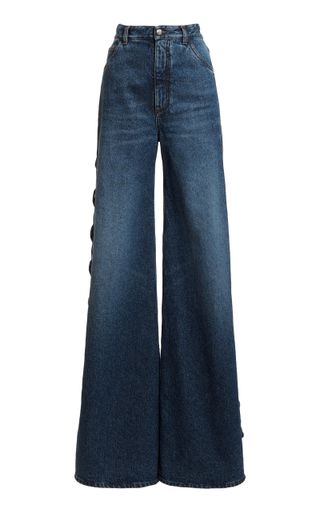 Chloé + Cotton-Hemp Lace-Up High-Rise Jeans