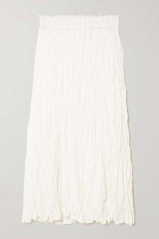 Totême + Frayed Crinkled Silk-Habotai Midi Skirt