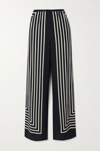 Totême + Striped Silk Crepe de Chine Wide-Leg Pants