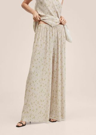 Mango + Pleated Floral Trousers