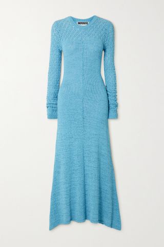 Rotate Birger Christensen + Iveta Open-Knit Organic Cotton-Blend Midi Dress