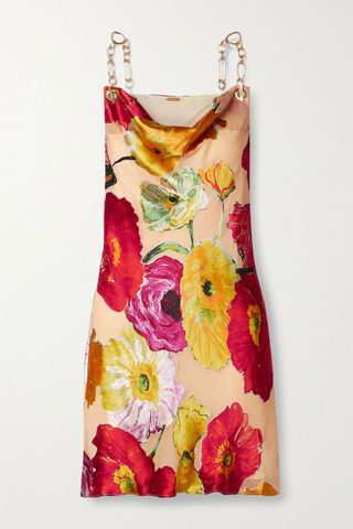 Cult Gaia + Nerida Embellished Floral-Print Silk-Blend Devoré Satin Mini Dress