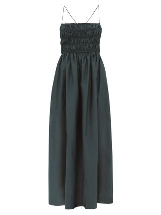 Matteau + Shirred Organic Cotton-Blend Dress