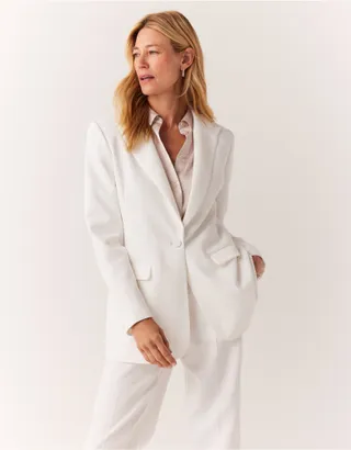 The White Company + Satin Back Crepe Tailored Tuxedo Jacket