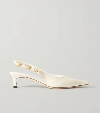 By Far + + Mimi Cuttrell Buckled Leather Slingback Pumps